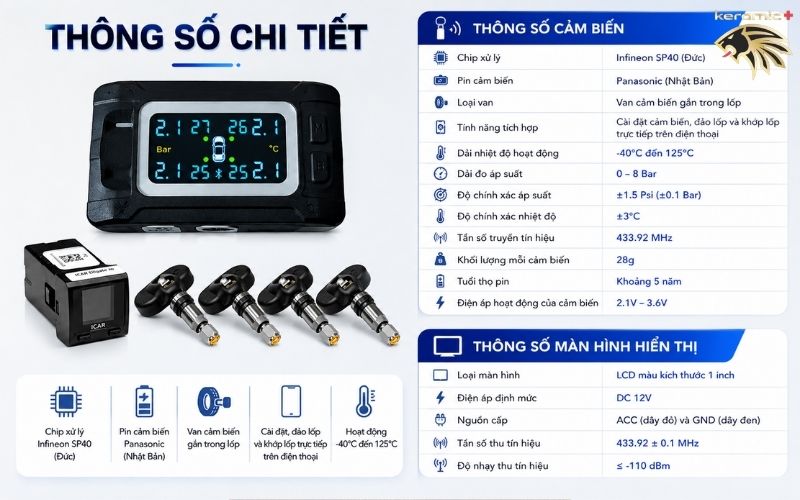 Cảm biến áp suất lốp ICAR Ellisafe C340 Cảm biến áp suất lốp ICAR Ellisafe C340