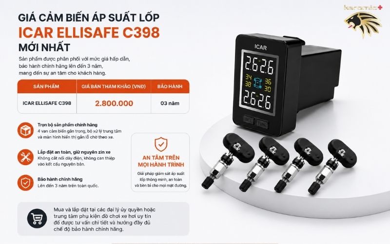Cảm biến áp suất lốp ICAR Ellisafe C398