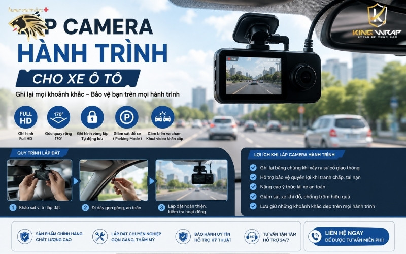 lắp camera hành trình cho xe ô tô