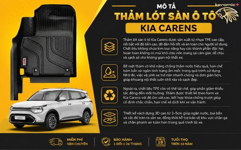 Thảm lót sàn ô tô Kia Carens Thảm lót sàn ô tô Kia Carens