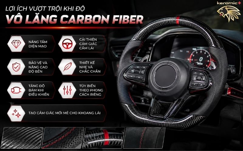 bọc vô lăng Carbon