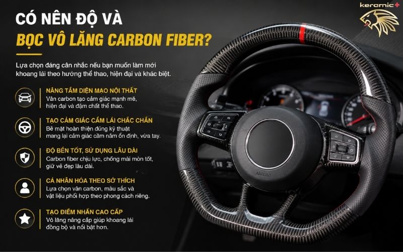 bọc vô lăng Carbon