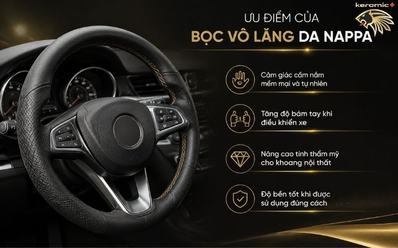 bọc vô lăng da Nappa
