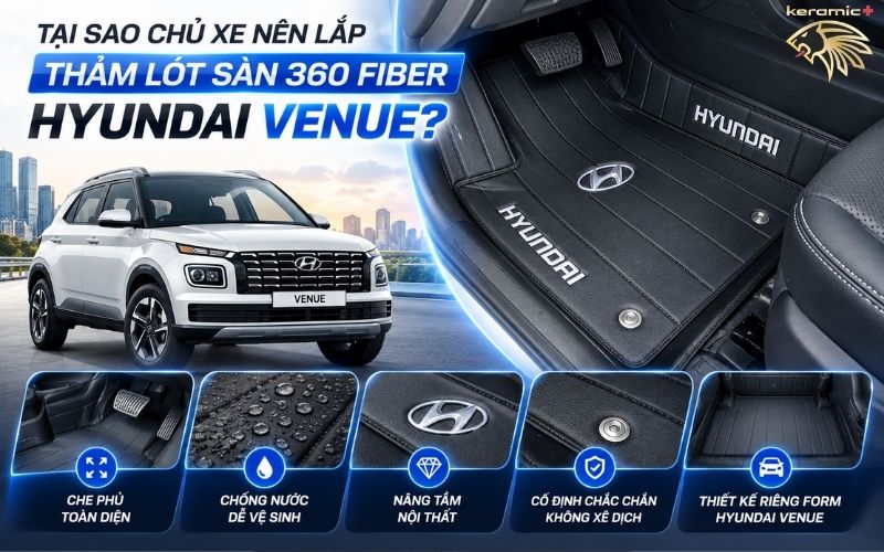 Thảm lót sàn 360 Fiber Hyundai Venue Thảm lót sàn 360 Fiber Hyundai Venue