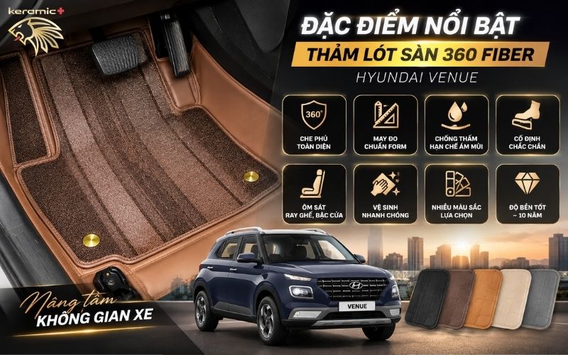 Thảm lót sàn 360 Fiber Hyundai Venue Thảm lót sàn 360 Fiber Hyundai Venue