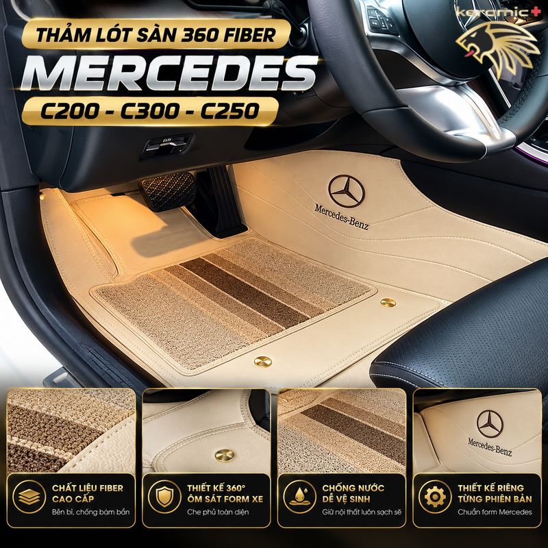 Thảm lót sàn 360 Fiber xe Mercedes C200-300-250