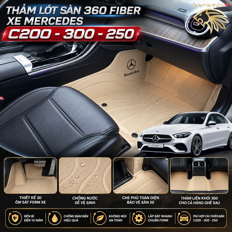 Thảm lót sàn 360 Fiber xe Mercedes C200-300-250