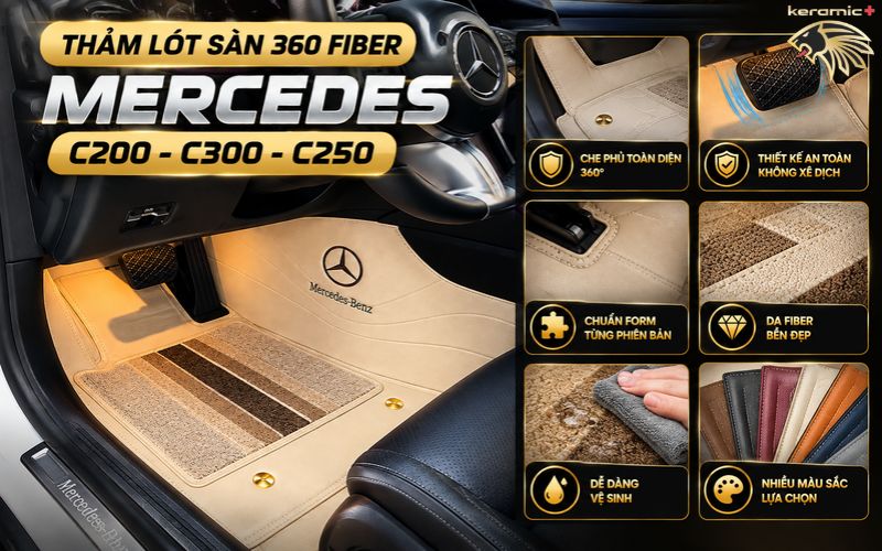 Thảm lót sàn 360 Fiber xe Mercedes C200-300-250 Thảm lót sàn 360 Fiber xe Mercedes C200-300-250