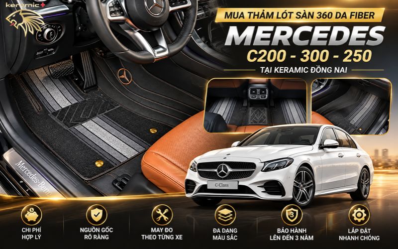 Thảm lót sàn 360 Fiber xe Mercedes C200-300-250 Thảm lót sàn 360 Fiber xe Mercedes C200-300-250