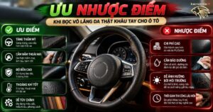 bọc vô lăng da thật
