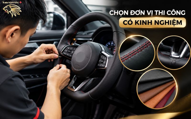 bọc vô lăng da thật