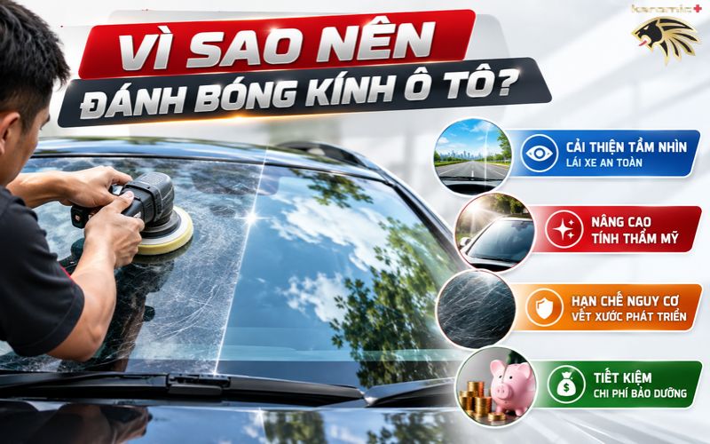 đánh bóng kính lái ô tô